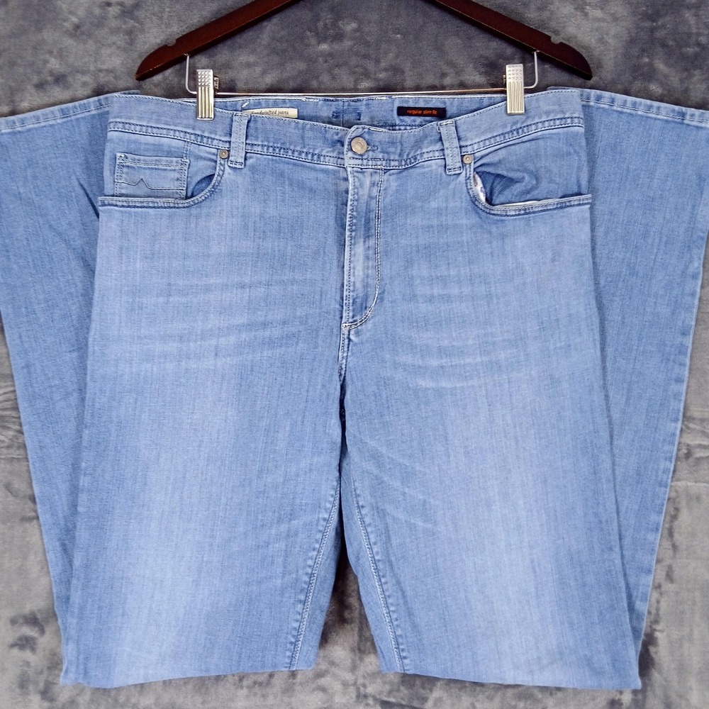 Alberto Jeans Mens 38x36 Blue Pipe-B DS Light Denim Regular Slim‎ Fit Stretch